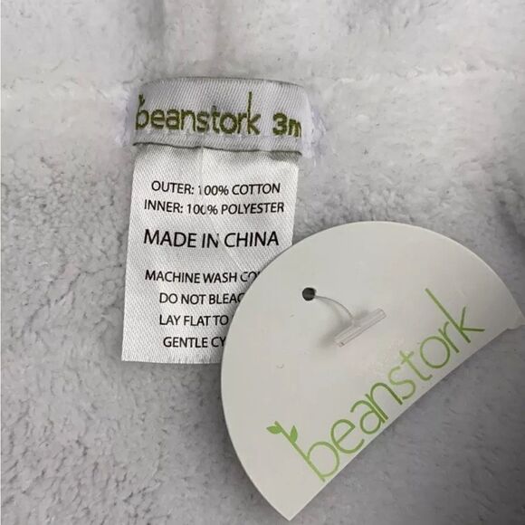 NWT BEANSTORK Baby HOODED CARDIGAN Jacket Blue White Knitted Fax Fur Lining 3M - Picture 7 of 7